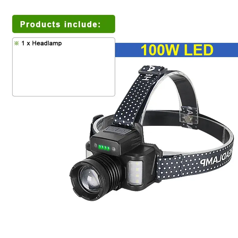 15H Powerful Sensor LED Headlamp Built 5600mAh Battery High Power Rechargeable Headlight Flashlight Camping Fishing Head Lantern