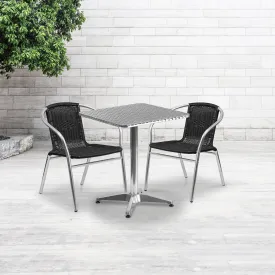 23.5SQ Aluminum Table/2 Chairs TLH-ALUM-24SQ-020BKCHR2-GG