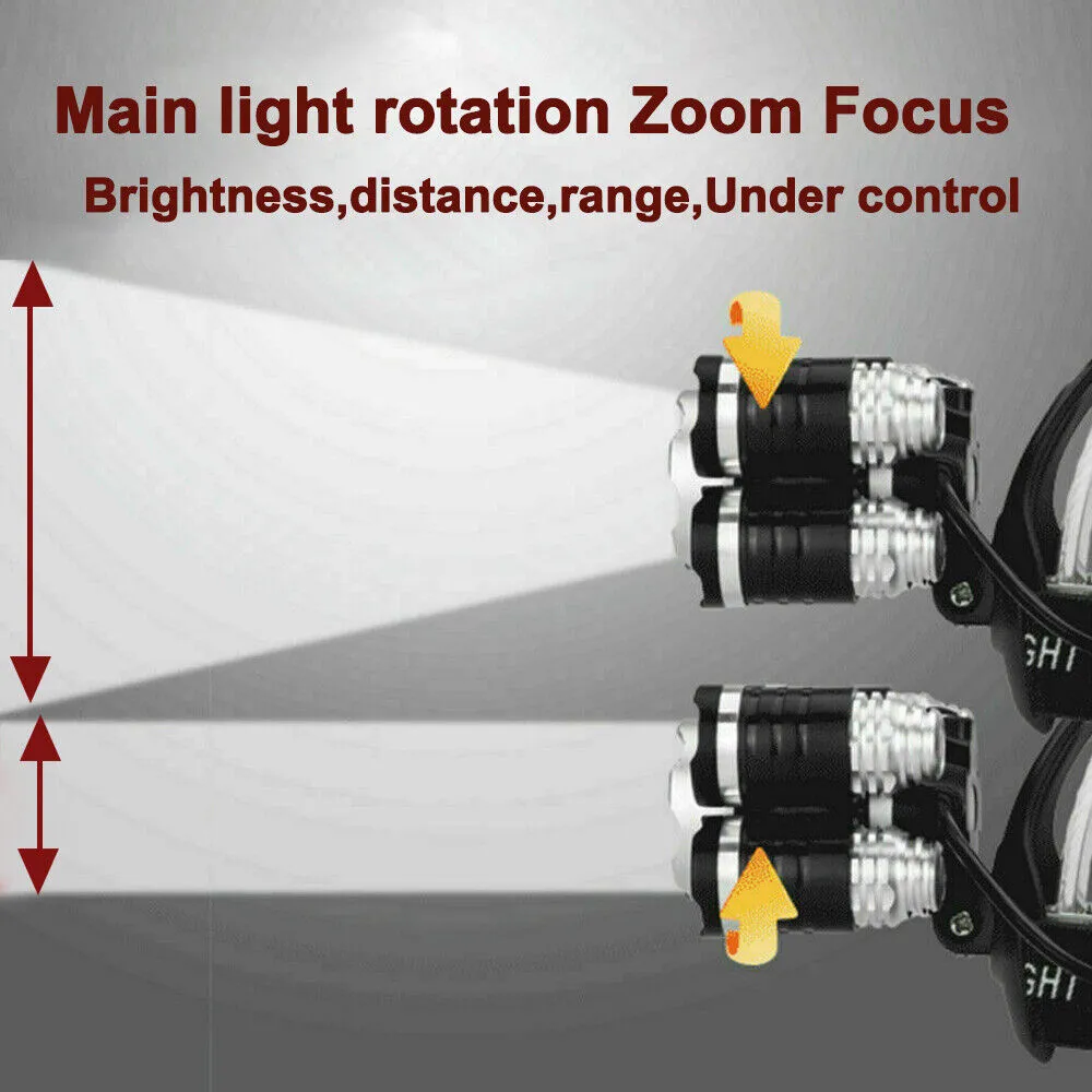 350000LM LED Rechargeable Headlamp, 4 Modes, IPX4