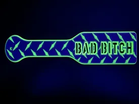 3D Printed Spanking Paddle BAD BITCH Purple and Glow in the Dark