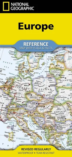 Europe Reference Map with Flags & Facts by National Geographic (2022)