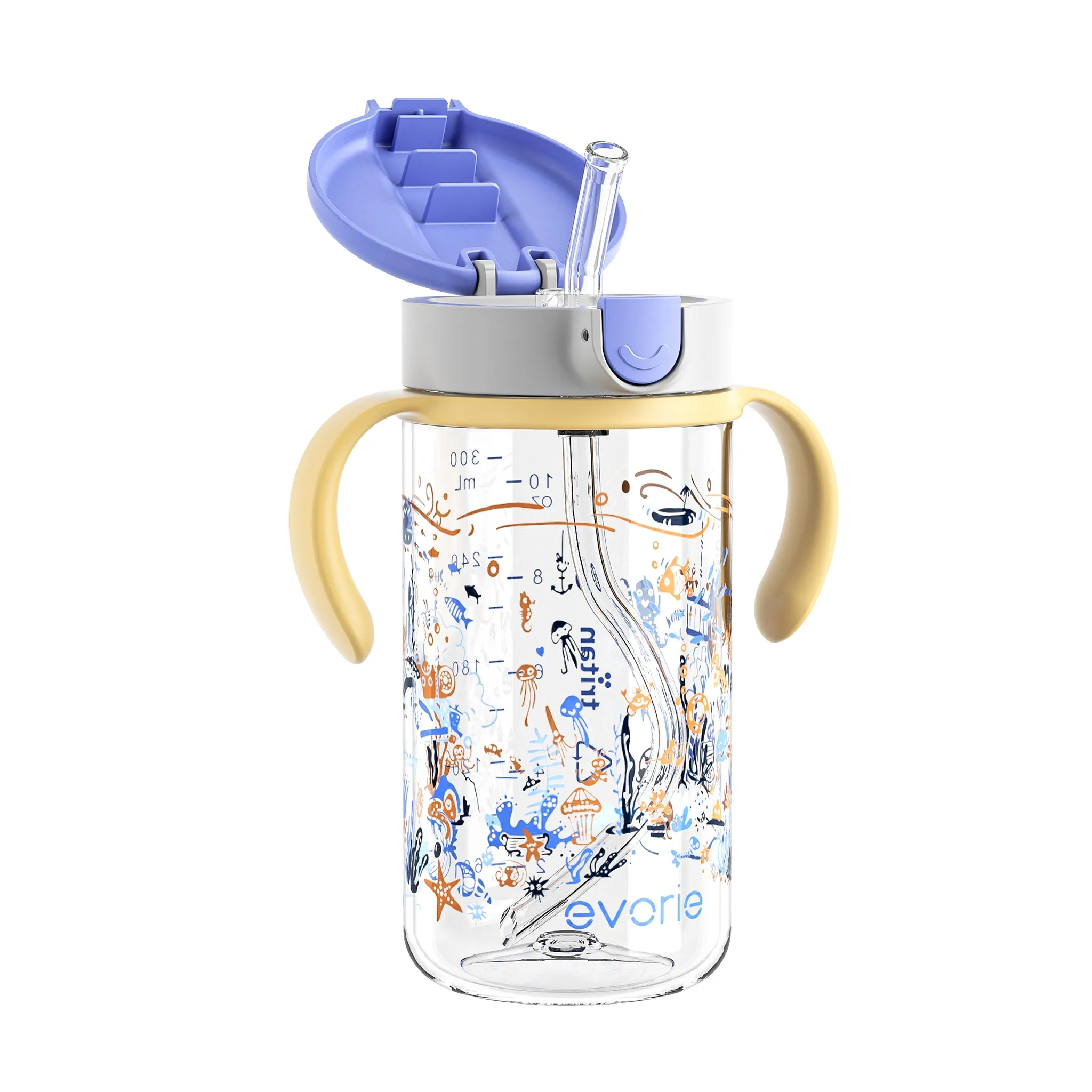 Evorie Tritan Kids Straw Water Bottle Mug 300mL, Under the Sea