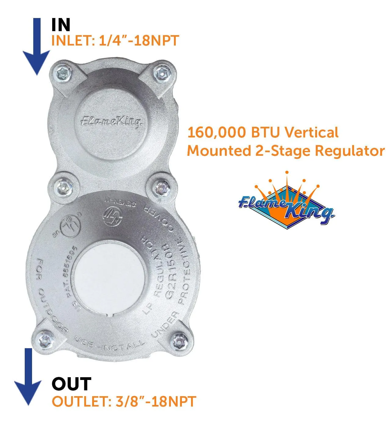 Flame King 2-Stage LP Propane Gas Regulator with POL