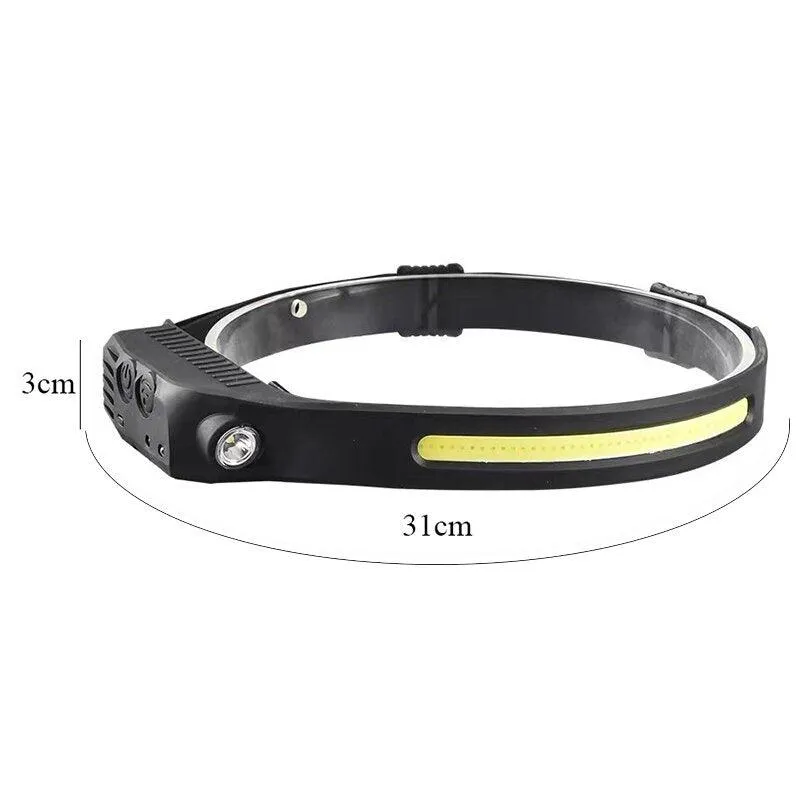 Headlamp USB Rechargeable LED Sensor Flashlight Waterproof Hands-Free