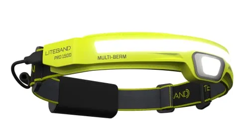 OPTIMAL VENTURES Liteband PRO1500 Multi-Beam Personal LED Headlamp, 1500 Lumens, 210° Wide-Beam Illumination Plus 150 ft Focused Beam, 6 Mode, 3400 mAh USB-C Rechargeable, Fits Hardhats, High Vis