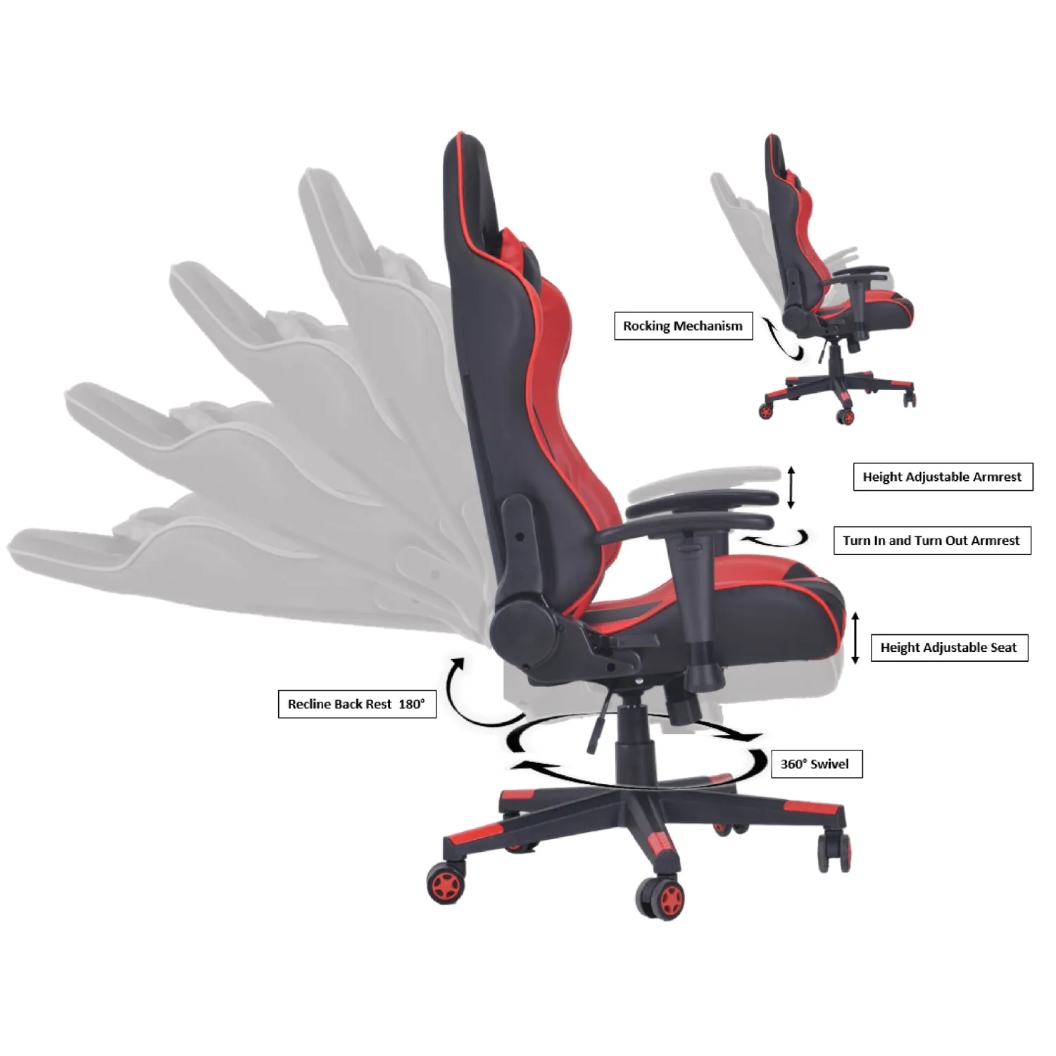 PRO-X SERIES/ 7001 GAMING CHAIR (BLACK-RED-WHITE)