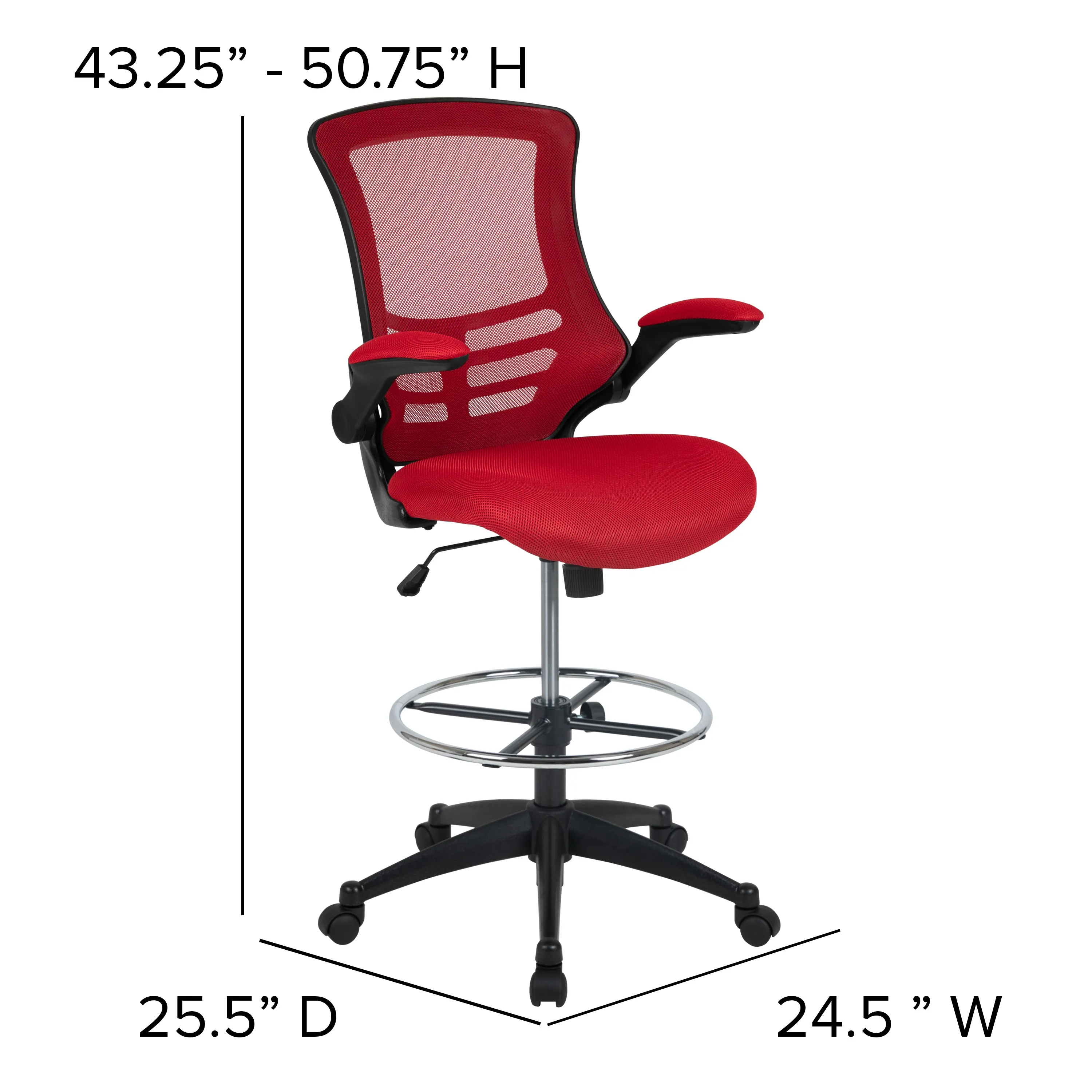 Red Mesh Draft Chair BL-X-5M-D-RED-GG