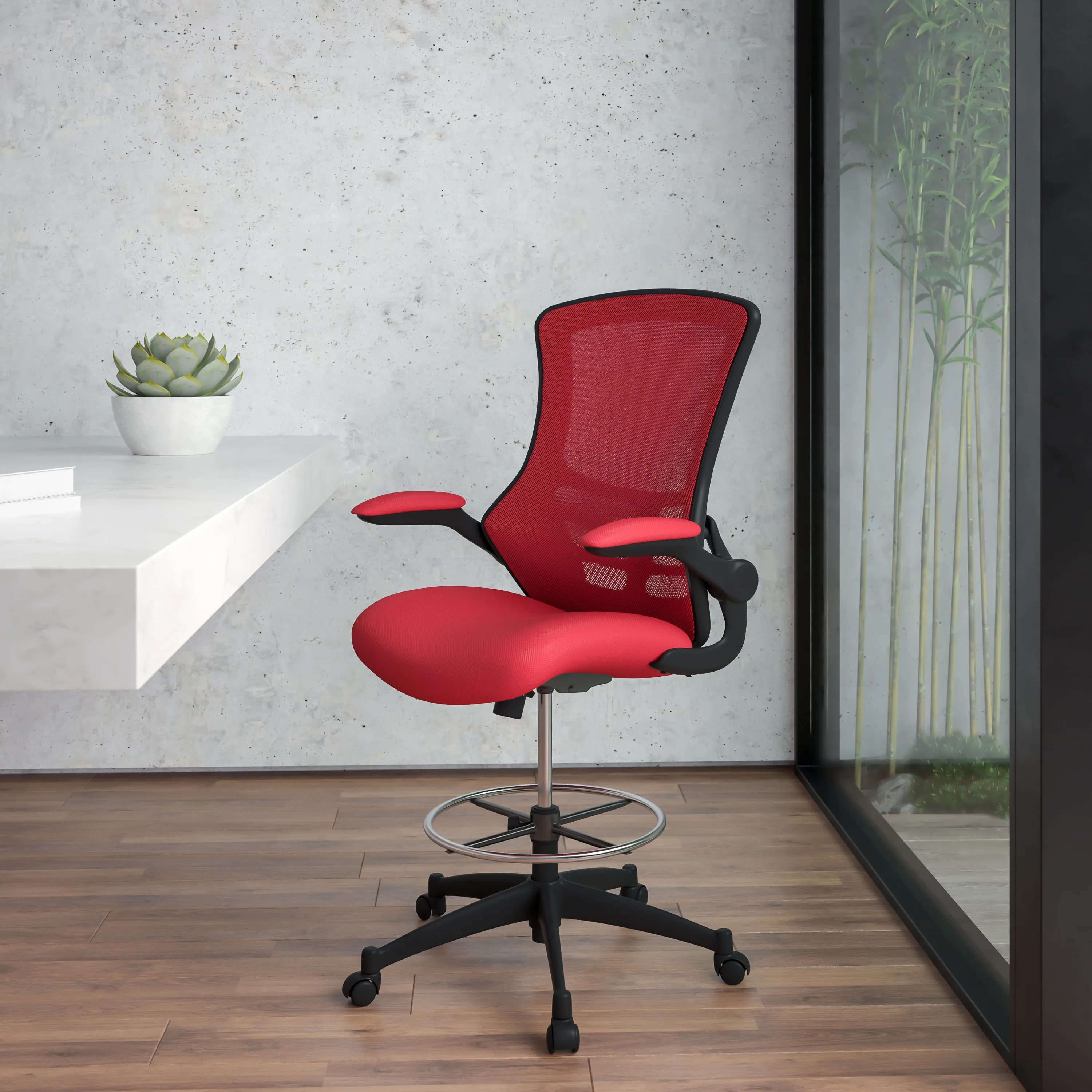 Red Mesh Draft Chair BL-X-5M-D-RED-GG